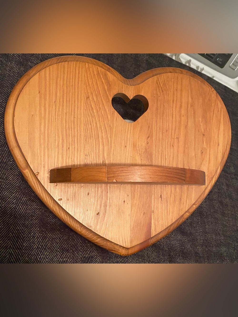 Vintage Heart-Shaped Wooden Wall Shelf Vermillion Wood Products USA Cottagecore